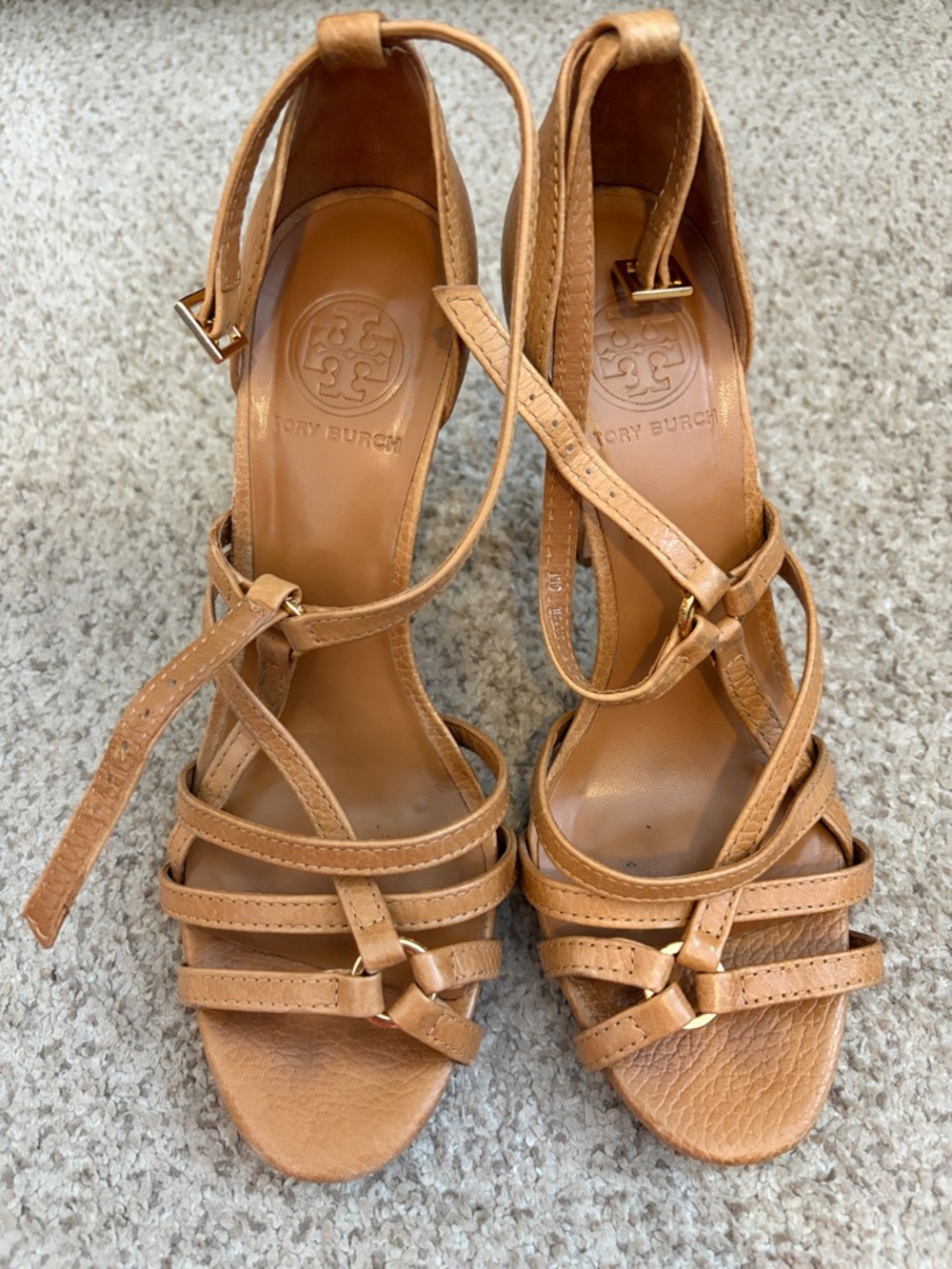Tory Burch Strappy Sandals in “Royal Tan”, 8